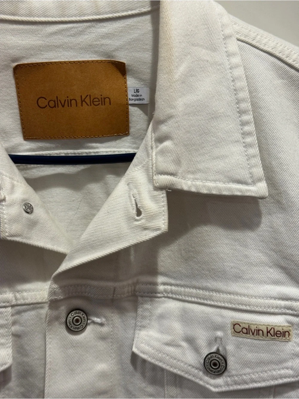 Calvin Klein Classic Denim Trucker Jacket Optic White Sz L Retail Price $109.00 - Picture 8 of 15